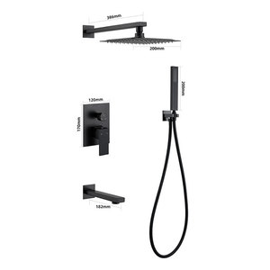 Concealed Wall Mounted <b>Shower</b> Set Square Gold Thermostatic Rain Spray With Single Handle Ceramic Valve - Product Image 3