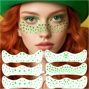 สติกเกอร์สักลายชั่วคราวลายธงชาติไอร์แลนด์สีเขียวสำหรับวันเซนต์แพทริค ลายใบโคลเวอร์ สำหรับตกแต่งงานปาร์ตี้วันหยุด ใช้สำหรับงานมืออาชีพ - Product Image 1