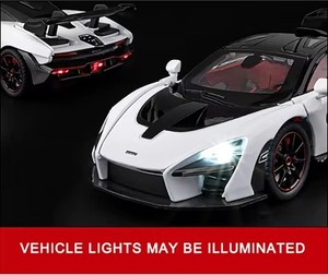 Modèle de voiture de sport <span class=keywords><strong>McLaren</strong></span> <span class=keywords><strong>Senna</strong></span> à l'échelle 1:24 avec simulation de son et de lumière, cadeau pour enfants, voiture miniature à rétrofriction en métal moulé sous pression - Product Image 6
