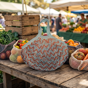 Bolsa de Compras de Malla de Algodón Ecológica, Flexible y Reutilizable, para Almacenamiento de Frutas y Verduras, para Compradores Comerciales al por Mayor - Product Image 1