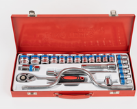 Juego de Llaves Multifuncional para Reparación de Automóviles, Caja de Herramientas Manual Universal, Herramientas Manuales Pequeñas, Incluye Juego de Vasos, OEM de Fábrica, 24 Piezas