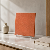 Autocollants muraux décoratifs en feutre PET à grille biseautée orange brûlé pour le salon, la chambre, la salle de jeux, le bureau à domicile