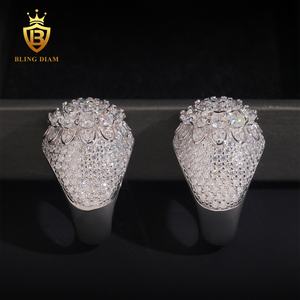 แหวนผู้ชายเงินแท้ 925 ประดับโมอิสซาไนต์แบบเต็มวง ระดับความใส VVS1 สไตล์ฮิปฮอป พร้อมใบรับรอง GRA ผ่านการทดสอบเหมือนเพชร - Product Image 2