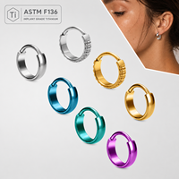 Anneau de nez et boucles d'oreilles en titane ASTM F136 plaqué or 18 carats, labrets, bijoux de piercing pour cartilage d'oreille, conque, hélix, lobe, pour mariage