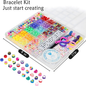 Kit de bijoux DIY en perles d'argile miniatures transfrontalières avec perles alphabet et visage souriant pour la fabrication de colliers et bracelets (7-12 ans) - Product Image 3