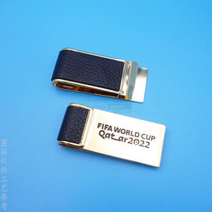 Porte-monnaie en cuir PU personnalisé avec clip métallique plaqué or 24 carats, pour homme, cadeau d'affaires ou de bureau - Product Image 1