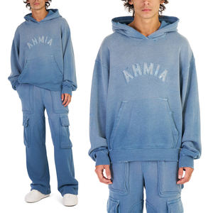 KingSen Sweat à capuche unisexe surdimensionné, 100% coton, imprimé numérique lettres, effet vieilli et délavé, collection hiver, best-seller pour hommes et femmes - Product Image 2