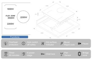 Chất Lượng Tốt 45Cm Thông Minh Nhà Bếp Flexi Khu Nóng Bán Thanh Trượt Điều Khiển 5700W 3 Đầu Đốt Bếp Điện Cảm Ứng Đung Được Xây Dựng Trong Hob - Product Image 3