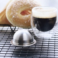 Kapsul Kopi Logam Ramah Lingkungan Grosir OEM, Cangkang Kosong Isi Ulang Espresso, Kompatibel dengan Filter Vertuo, Dapat Digunakan Kembali