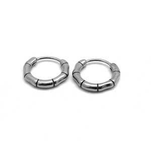 Pendientes de Aro de Acero de Titanio con Diseño de Nudo de Bambú, Acero Inoxidable 316, Joyería de Moda para Hombre y Mujer, Cierre Fácil, Estilo Geométrico - Product Image 2