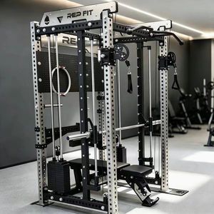 Fully Accessorized Smith <b>Machine</b> Cable Crossover Landmine Hip <b>Thrust</b> Lat Pull Full Body Training Cage - Product Image 6