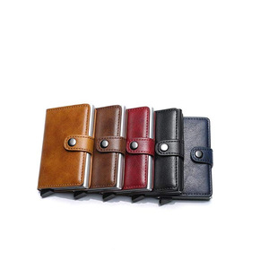 Porte-cartes de visite automatique en cuir haut de gamme, portefeuille, porte-monnaie et porte-cartes avec fonctions antivol. - Product Image 2