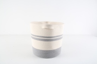 Panier de rangement en corde de coton avec poignées, panier à linge tressé, bac de rangement décoratif rayé pour chambre d'enfant, chambre à coucher, maison