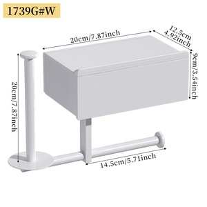 Support mural en alliage de zinc pour toilettes, distributeur de mouchoirs sans perçage, boîte à lingettes humides, support de téléphone portable de type tiroir pour salle de bain, design moderne - Product Image 2