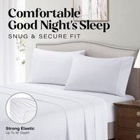 Vente en gros de draps de lit de luxe 1800Tc Linge de lit blanc d'hôtel 1cm Satin rayure 100% coton Draps en vrac pour literie d'hôtel étoile