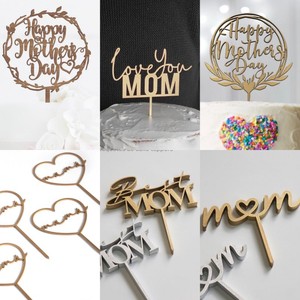 ที่เสียบเค้กไม้ลายน้ำผึ้งและรสหวาน ขอบคุณแม่ อะคริลิค ของตกแต่งเค้กวันแม่ - Product Image 5