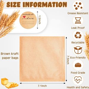 Sandwich xà phòng bao bì phân hủy sinh học giấy kraft chống dầu mỡ trắng đơn <span class=keywords><strong>Cookie</strong></span> Túi nướng phẳng với cửa sổ - Product Image 2