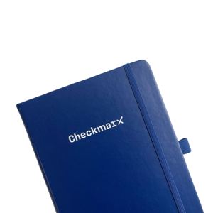 Bloc-notes personnalisé en cuir PU bleu pour entreprise, couverture rigide, écriture facile, lignes, porte-stylo - Product Image 5