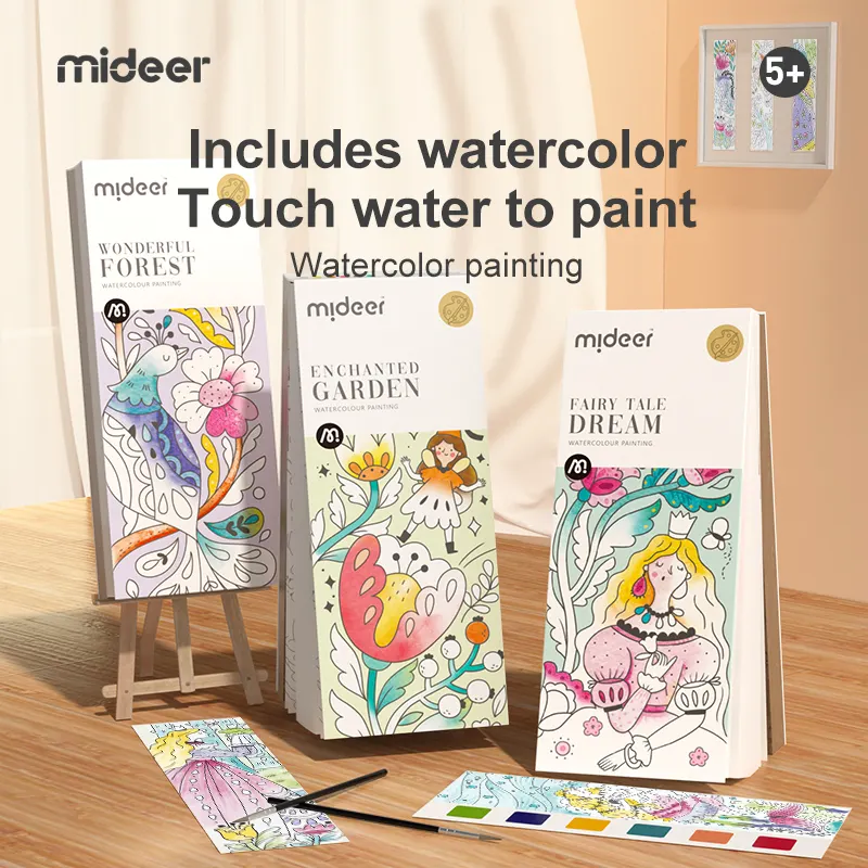 Mideer MD4194 buku mewarnai air anak-anak gambar cahaya fantasi hutan Dreamland lukisan grafiti seni dan kerajinan anak-anak