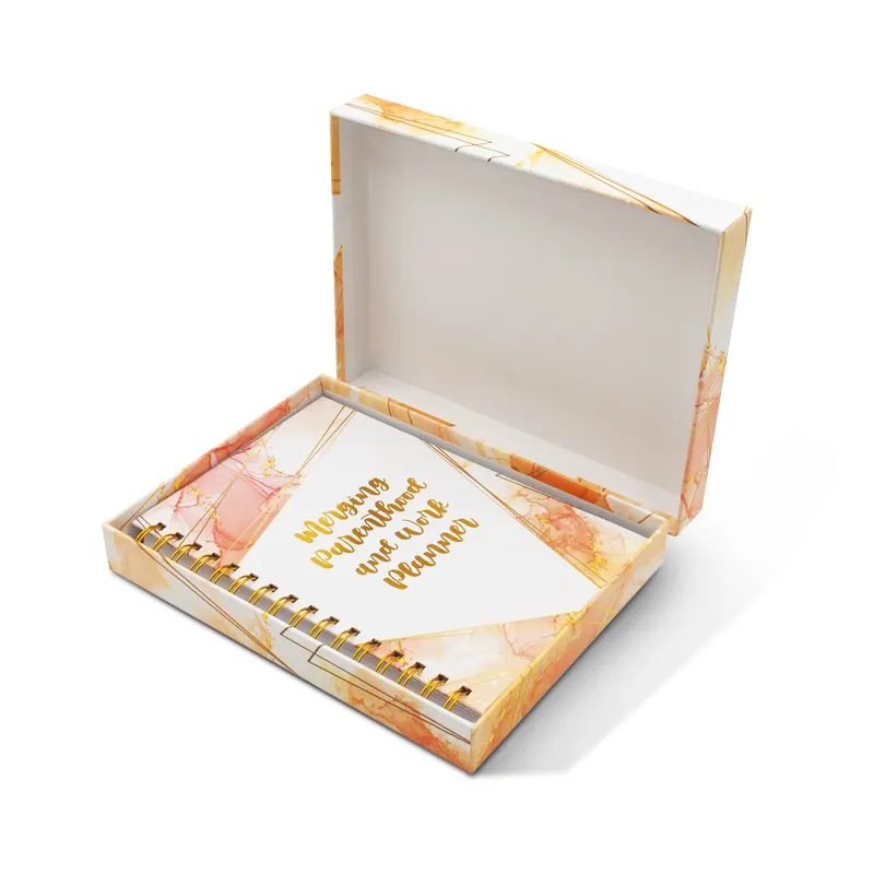 Livro serviço de impressão Impressão personalizada casamento Fitness viagens planejador A4 A5 Capa dura diário notebook com caixa