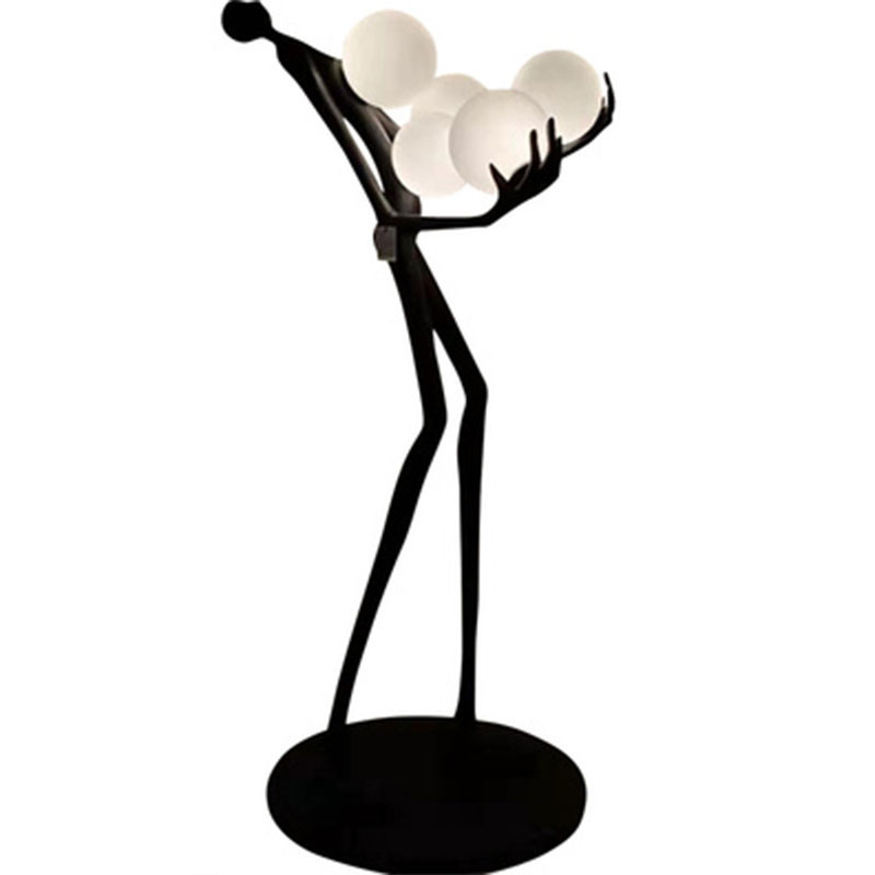 Humanoid Art Sculpture Decoration Lamp Holding Ball Mall Hotel Lobby Exhibition Hall Large Resin Floor Lamp