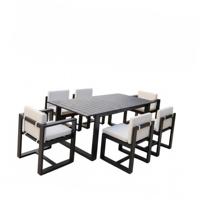 Ensemble de salle à manger d'extérieur commercial, table et chaises en aluminium, 6 places, mobilier de patio pour hôtel, restaurant, complexe hôtelier