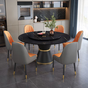 Лидер продаж, роскошный современный круглый спеченный камень, обеденный стол и стул, набор с металлическими ножками, Tuochen 4-8, цвет под заказ - Product Image 5
