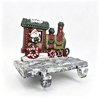 Support à chaussettes vintage en fonte, motif train du Père Noël et neige, thème de Noël, décoration suspendue pour salon, cheminée, cadeau de fêtes