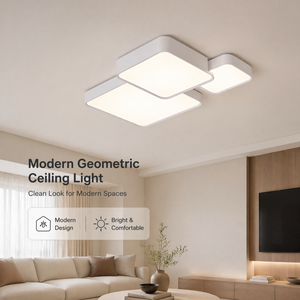 138W <b>Modern</b> Geometric Acrylic Iron Dimmable <b>LED</b> Flush Mount <b>Ceiling</b> <b>Light</b> With Remote For Indoor Living Room Bedroom - Product Image 2