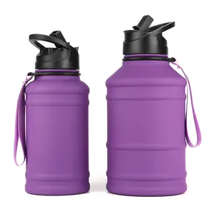 Ecofriendly bocca larga palestra sport in acciaio inox mezzo gallone motivazionale bottiglia d'acqua 1.5L/2.2l con manica