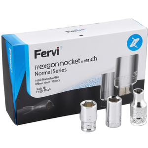 Fervi Hexagon <b>Socket</b> Wrench Normal Series 6mm 8mm 10mm Set - Product Image 2
