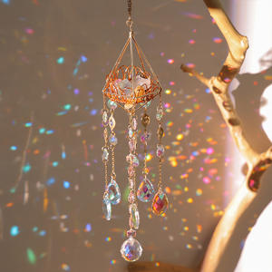 Original Stone Crystal Wind Bell com Golden Air <span class=keywords><strong>Frame</strong></span> Pendant <span class=keywords><strong>Suncatcher</strong></span> para decoração do pátio - Product Image 1