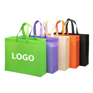Ucuz ve yüksek kaliteli yeniden kullanılabilir alışveriş çantası dokuma olmayan bez torba Logo olmayan dokuma çanta üzerinde özelleştirilebilir