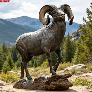 Sculpture en bronze coulé YOUFINE, ibex grandeur nature, statue de chèvre de montagne sauvage pour la <span class=keywords><strong>d</strong></span>écoration de la ferme et du pâturage - Product Image 3