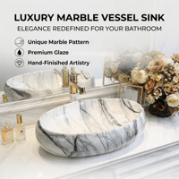 Lavabo de salle de bain en céramique ovale, motif marbre, style nordique moderne et élégant, pour hôtel, à poser sur comptoir, design artistique, garantie 3 ans