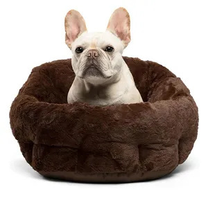 Suppliers custom cute round removable portable foldable dog house kennel bed mat chew proof cozy warm collapsible dog bed