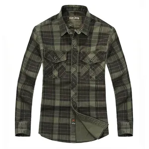 Turkey Autumn Casual Outwear Jeep Style Thick Long Sleeve Reflective Check Work Shirts For Mens