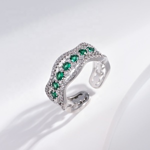 Custom plata 925 Sterling <b>Silver</b> engagement green <b>ring</b> marriage chunky dainty 18k gold plated vintage <b>emerald</b> <b>rings</b> for women - Product Image 5