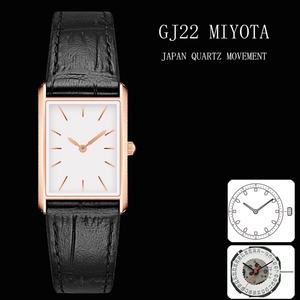 Bracelet en cuir véritable rectangulaire noir, vert, marron, or, logo personnalisé, montre carrée simple pour homme et femme, cadeau - Product Image 6