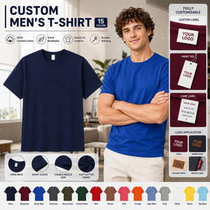 T-shirt personnalisé pour homme 200G 100% coton peigné tricoté coupe classique manches courtes col rond couleur unie sportif écologique soyeux - Product Image 1