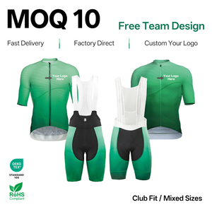 Kit da Ciclismo Personalizzato per Team Uniforme da Gara MOQ Basso 10 Pezzi Completo Traspirante da Uomo Maglia e Salopette da Ciclismo Design Gratuito - Product Image 1