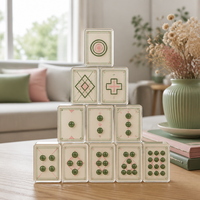 Jeu de tuiles de mahjong personnalisées en résine époxy cristalline, blocs de mahjong numériques, cadeau fait main, vente en gros directe d'usine OEM ODM, tuiles Gohst