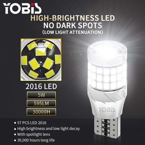 YOBIS T15 Projecteur <span class=keywords><strong>de</strong></span> phare Len Light 921 W16W 57SMD 2016 <span class=keywords><strong>LED</strong></span> Auto <span class=keywords><strong>Feu</strong></span> <span class=keywords><strong>de</strong></span> freinage supplémentaire Canbus 24V Feux <span class=keywords><strong>de</strong></span> <span class=keywords><strong>recul</strong></span> Voiture 12V <span class=keywords><strong>Feu</strong></span> <span class=keywords><strong>de</strong></span> jour DRL - Product Image 2