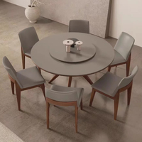 Leichter Luxus-Runder Tisch aus Sinter stein mit Plattenspieler Kleiner Haushalt Moderner einfacher Esstisch aus massivem Holz PJ2421