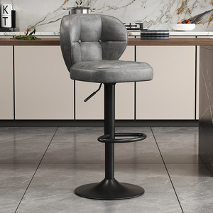 Ergonomic Tufted <b>Bar</b> Modern <b>Stool</b> Adjustable Height Swivel Counter <b>Stool</b> with Backrest for Kitchen Island Home <b>Bar</b> - Product Image 2