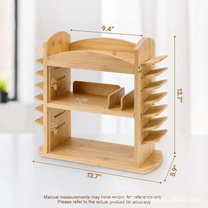 Wooden Cosmetic <b>Storage</b> Rack 3 Tier Desktop Organizer For Makeup Brushes Skincare Products Eco Friendly Bamboo Material - Product Image 4
