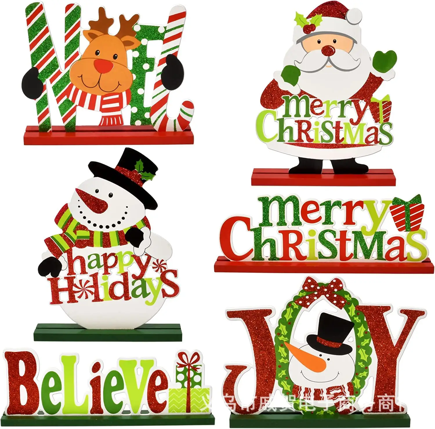 6 pcs Mesa De Natal Decorações Jantar Festa Mesa De Café Snowman Santa Rena Natal Boas Festas Peça central