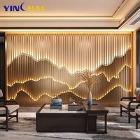 Paravents lumineux LED en acier inoxydable en forme de montagne pour hall d'hôtel, réception, grand salon, salle de thé