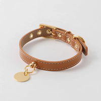 Collier réglable en cuir PU écologique personnalisé pour chien de compagnie collier de chien en cuir synthétique avec breloque en cercle