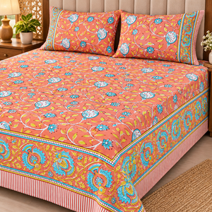 Ensemble de draps imprimés élégants en coton doux avec housses de coussin assorties pour chambre à coucher, maison, hôtel - Product Image 3